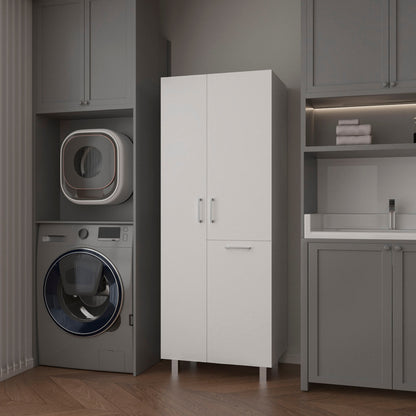 White 1-Drawer Modern Storage Cabinet with 2 Doors and Metal Legs