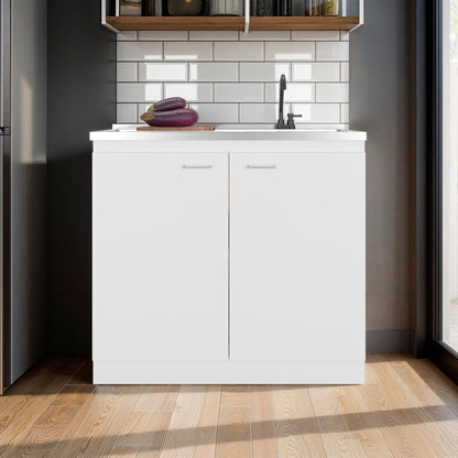 White Kitchen Storage Cabinet with 2 Doors and 3 Shelf