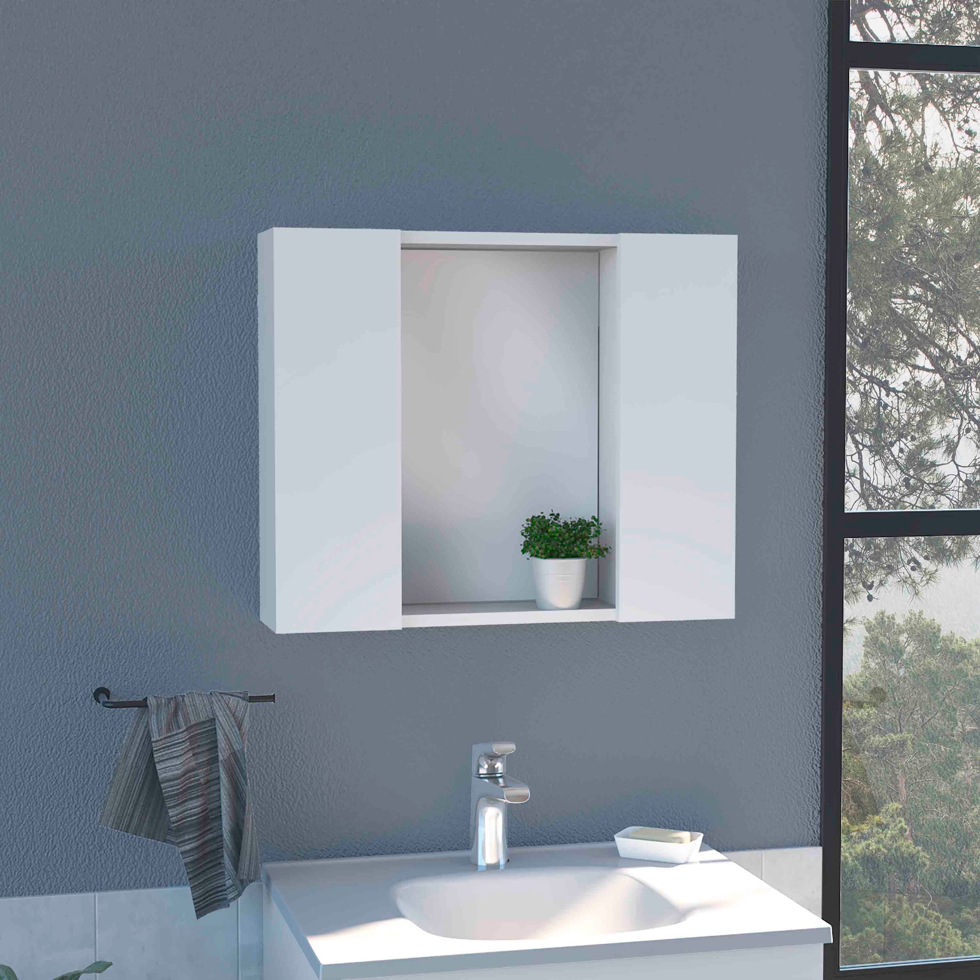 Artemisa Medicine Cabinet, Double Door, Mirror, One External Shelf  -White