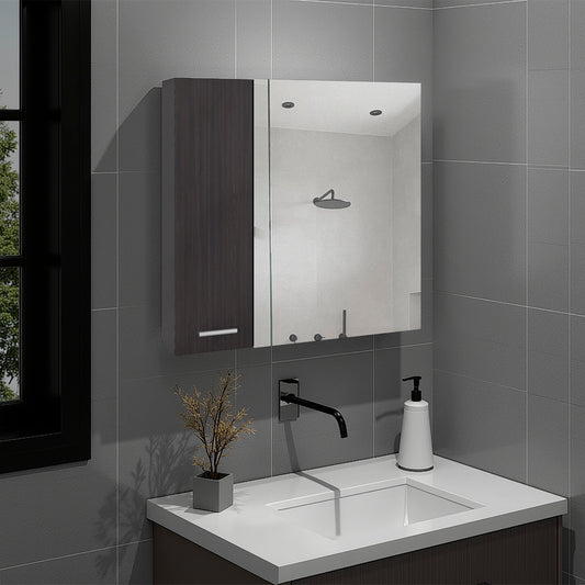 Sines Mirror Medicine Cabinet with Double Door, Four Interior Shelves, Humidity-Resistant Bathroom Storage, Wall Mounted Organizer for Toiletries, Essentials and Daily Use Items.
