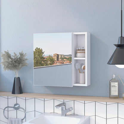 Oman Medicine Cabinet, Three Internal Shelves, Single Door, Two External Shelves -White