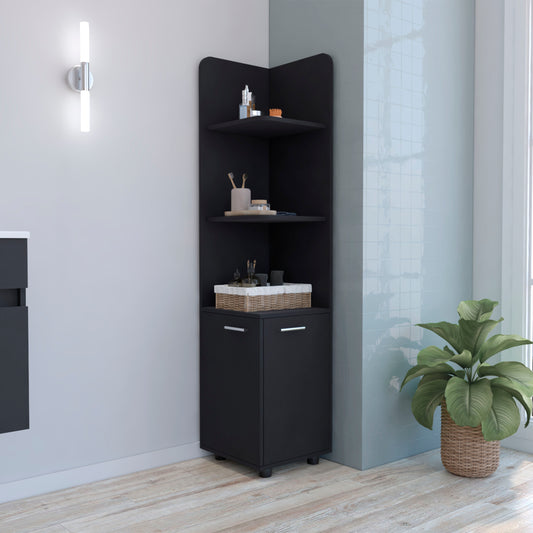 Malibu 62" Tall Double Door Corner Linen Cabinet with Four Shelves