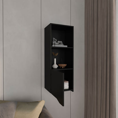 Black Bathroom Storage Cabinet - 16" Wall Mounted Shelf