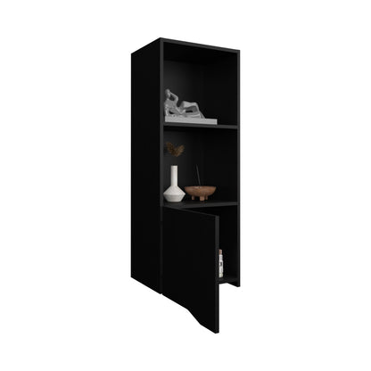 Black Bathroom Storage Cabinet - 16" Wall Mounted Shelf