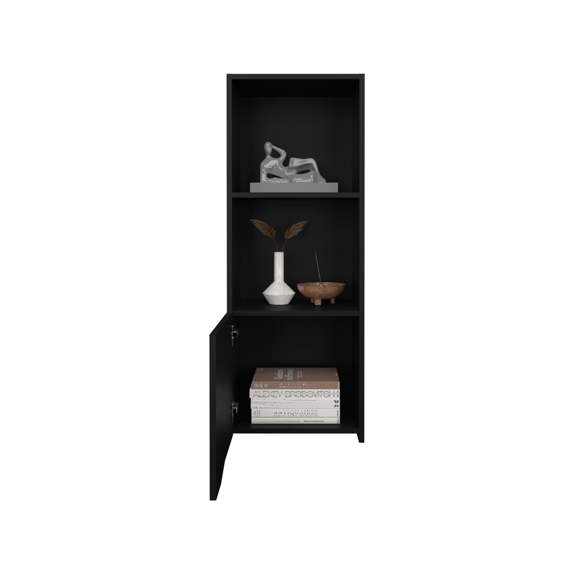 Black Bathroom Storage Cabinet - 16" Wall Mounted Shelf