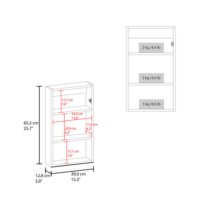 White Bathroom Storage Cabinet with Mirror - 15.3"W