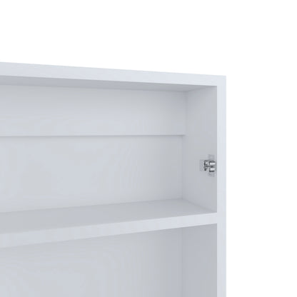 White Bathroom Storage Cabinet with Mirror - 15.3"W