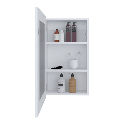 White Bathroom Storage Cabinet with Mirror - 15.3"W