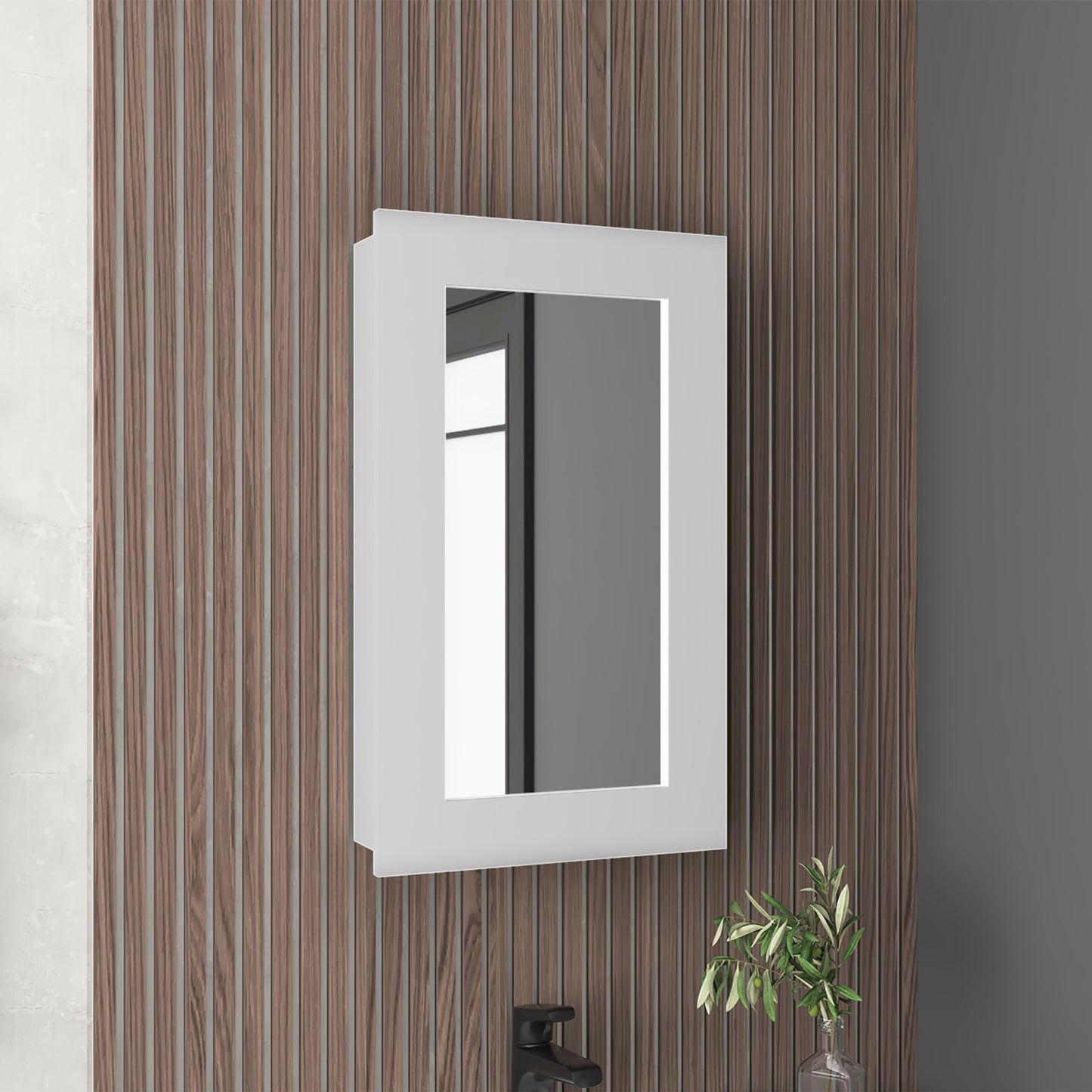 Juno 25.7" H x 15.7" W Narrow  Mirror Medicine Cabinet, One door with Three interior Shelves for Bathroom, Kitchen White