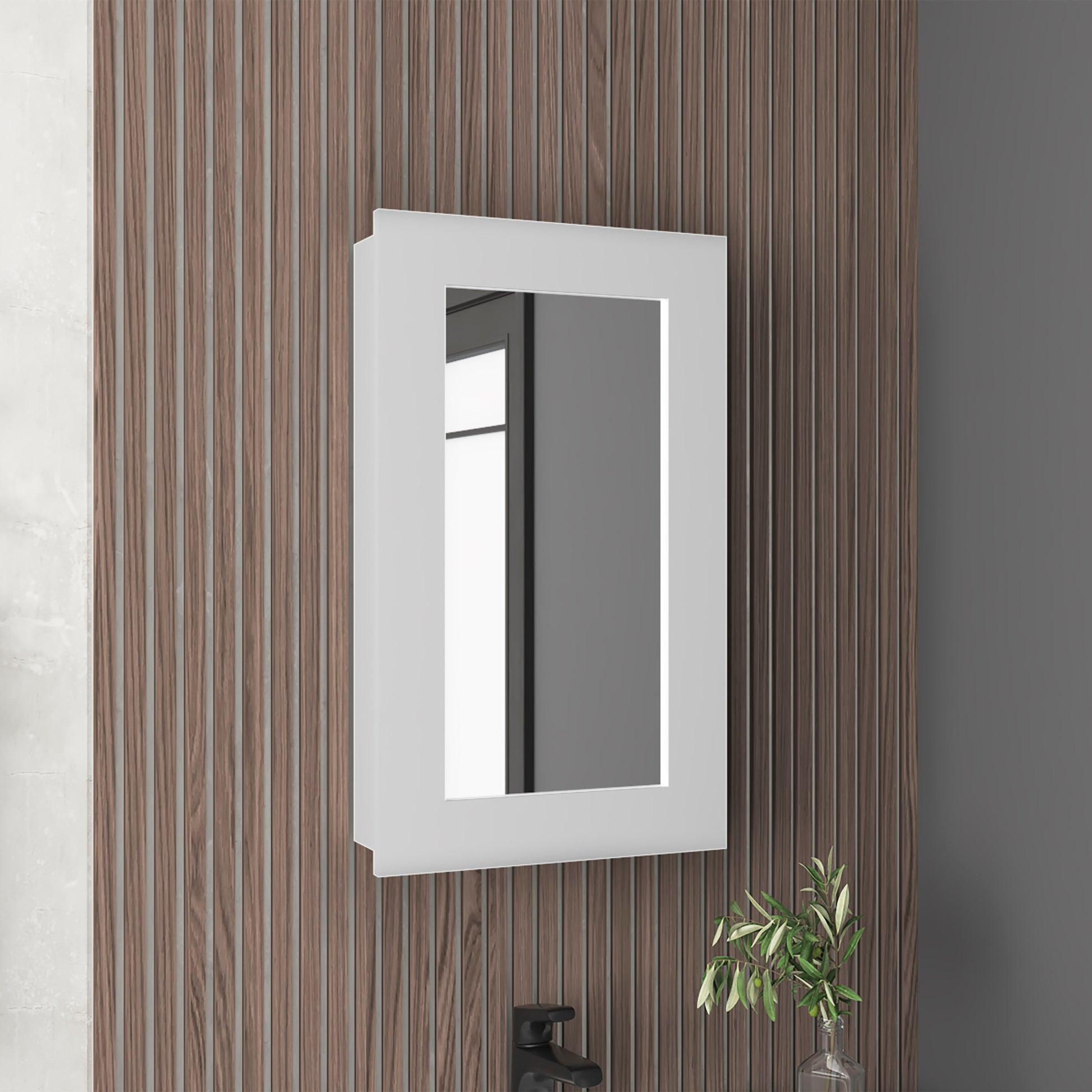 Juno 25.7" H x 15.7" W Narrow  Mirror Medicine Cabinet, One door with Three interior Shelves for Bathroom, Kitchen White