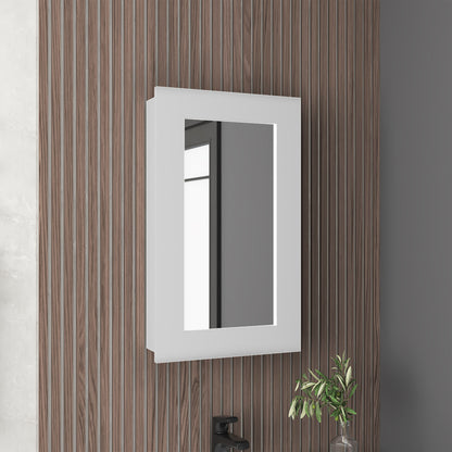 Juno 25.7" H x 15.7" W Narrow  Mirror Medicine Cabinet, One door with Three interior Shelves for Bathroom, Kitchen White
