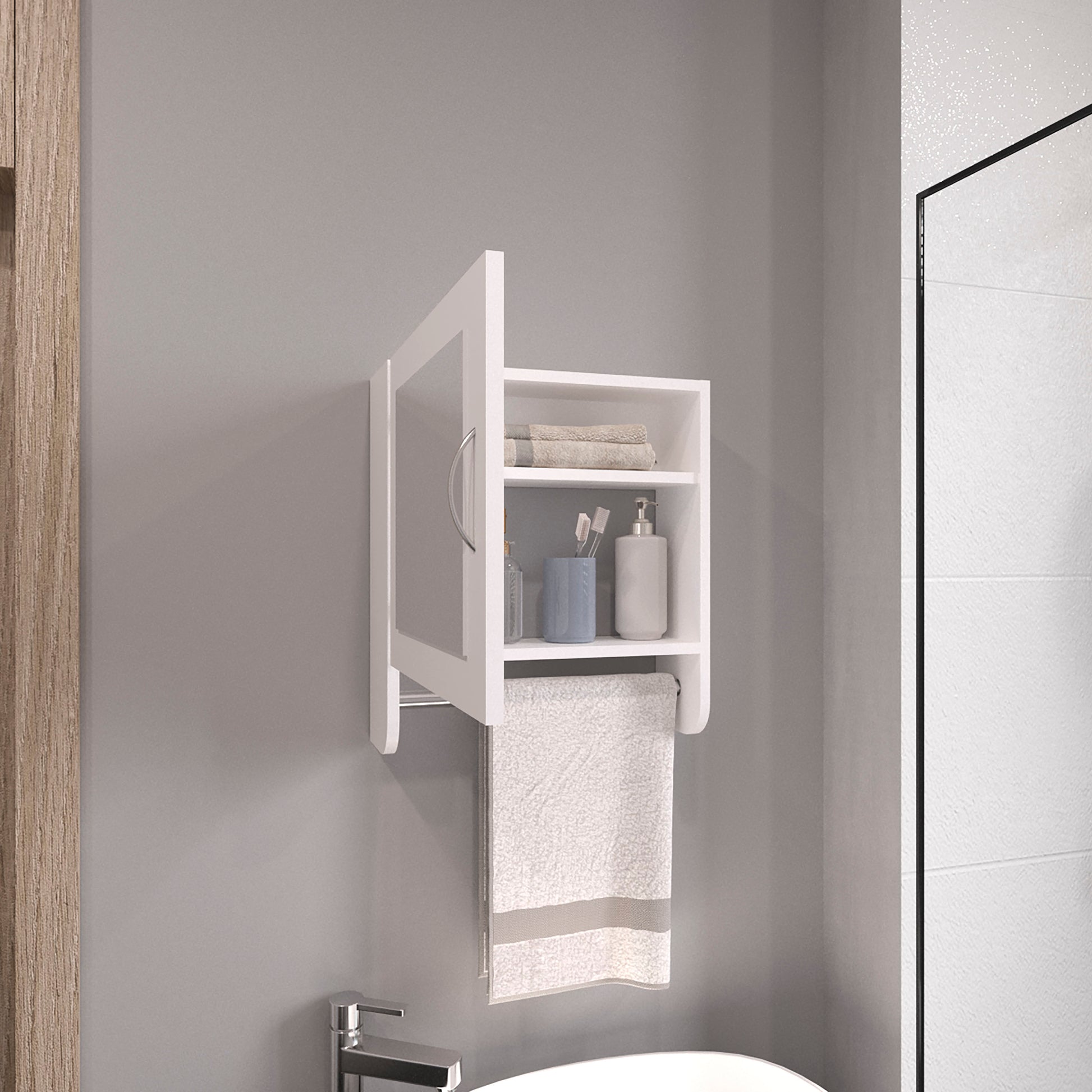 White Bathroom Storage Cabinet with Shelves