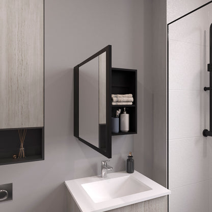 Black Particle Board Medicine Cabinet for Bathroom Renovation Upgrade