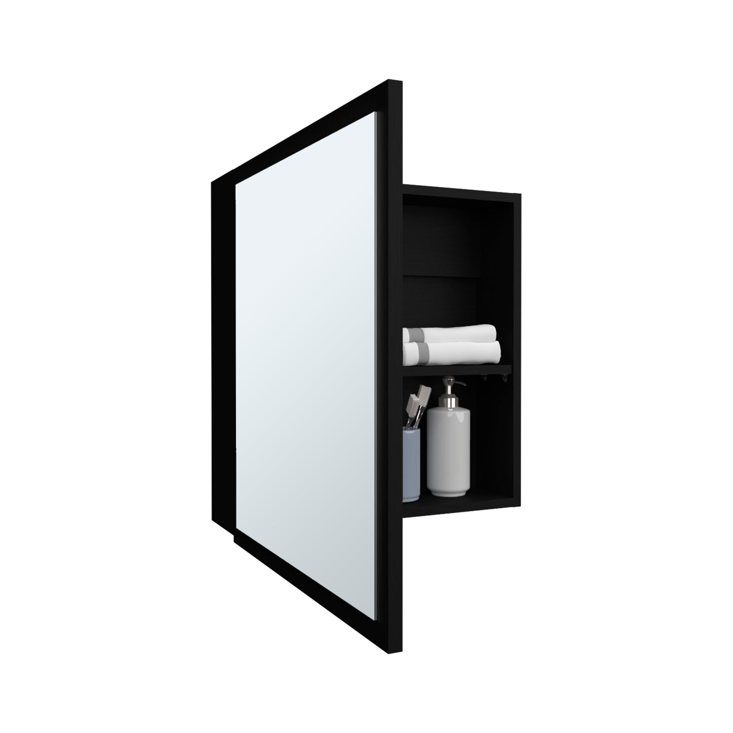 Black Particle Board Medicine Cabinet for Bathroom Renovation Upgrade