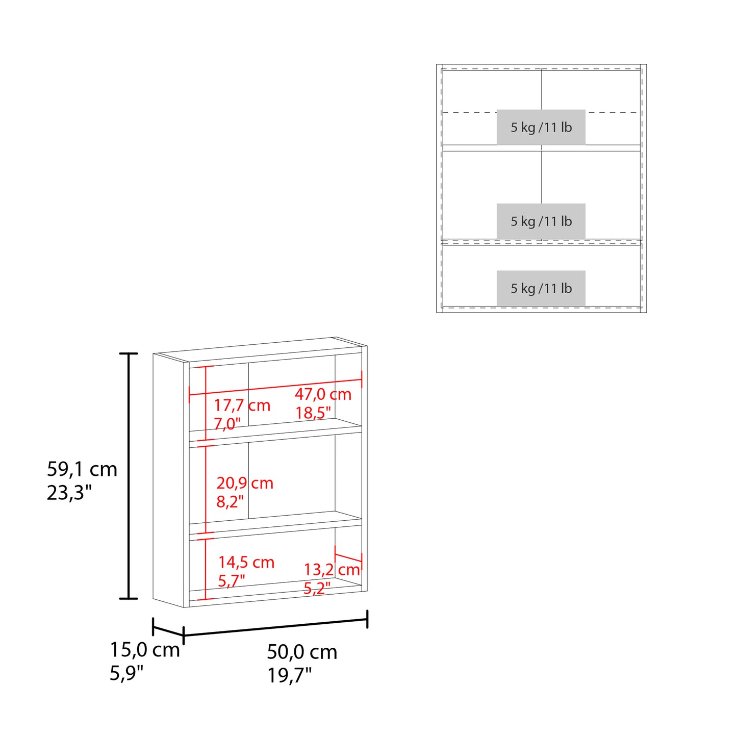 White Bathroom Medicine Cabinet with 2 Doors & 3 Shelves