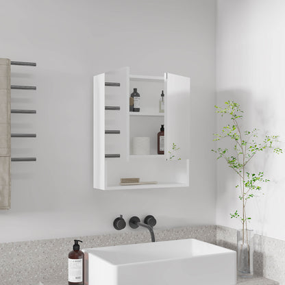 White Bathroom Medicine Cabinet with 2 Doors & 3 Shelves