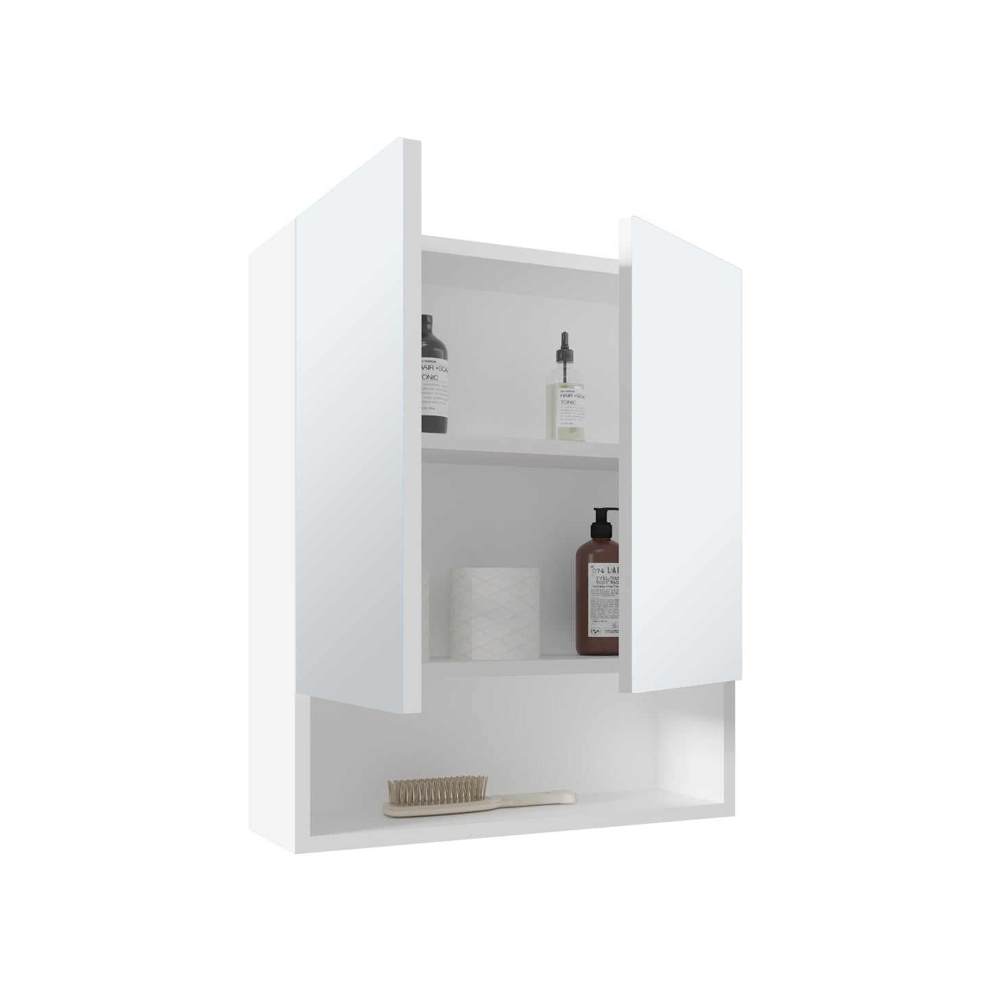 White Bathroom Medicine Cabinet with 2 Doors & 3 Shelves