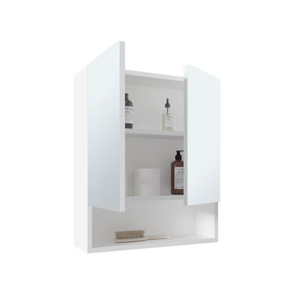 White Bathroom Medicine Cabinet with 2 Doors & 3 Shelves