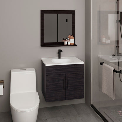 Blake Bathroom Mirror Cabinet with Two Interior Shelves, Wall-Mounted Storage Black