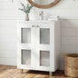 Haysi Bathroom Vanity Cabinet with 2 frosted glass Doors, Resin Sink and 2 Interior Shelves Cabinet, Compact Vintage and Modern Bathroom Vanity