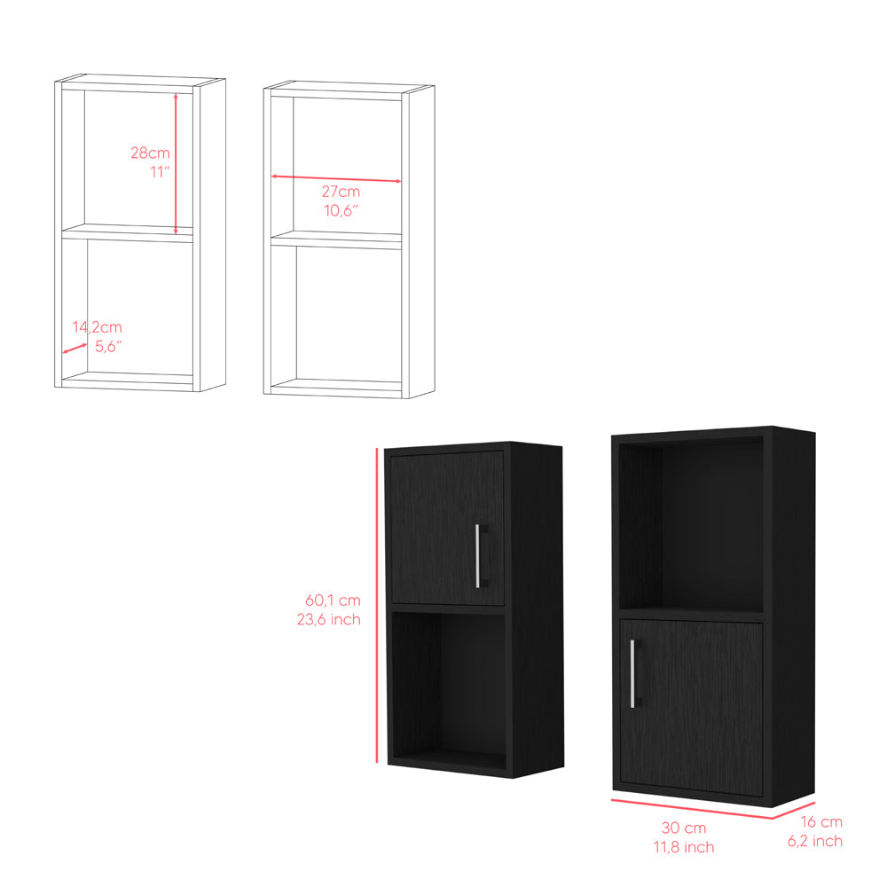 Black Bathroom Storage Cabinet Set - 2 Cabinets