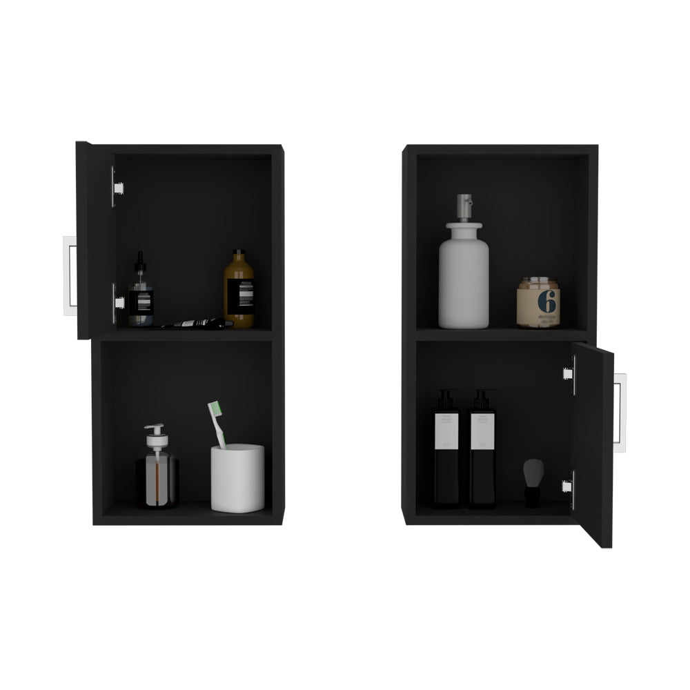 Black Bathroom Storage Cabinet Set - 2 Cabinets