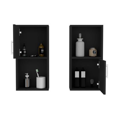 Black Bathroom Storage Cabinet Set - 2 Cabinets