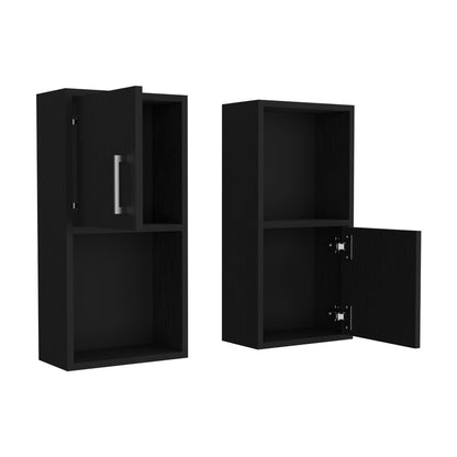 Black Bathroom Storage Cabinet Set - 2 Cabinets