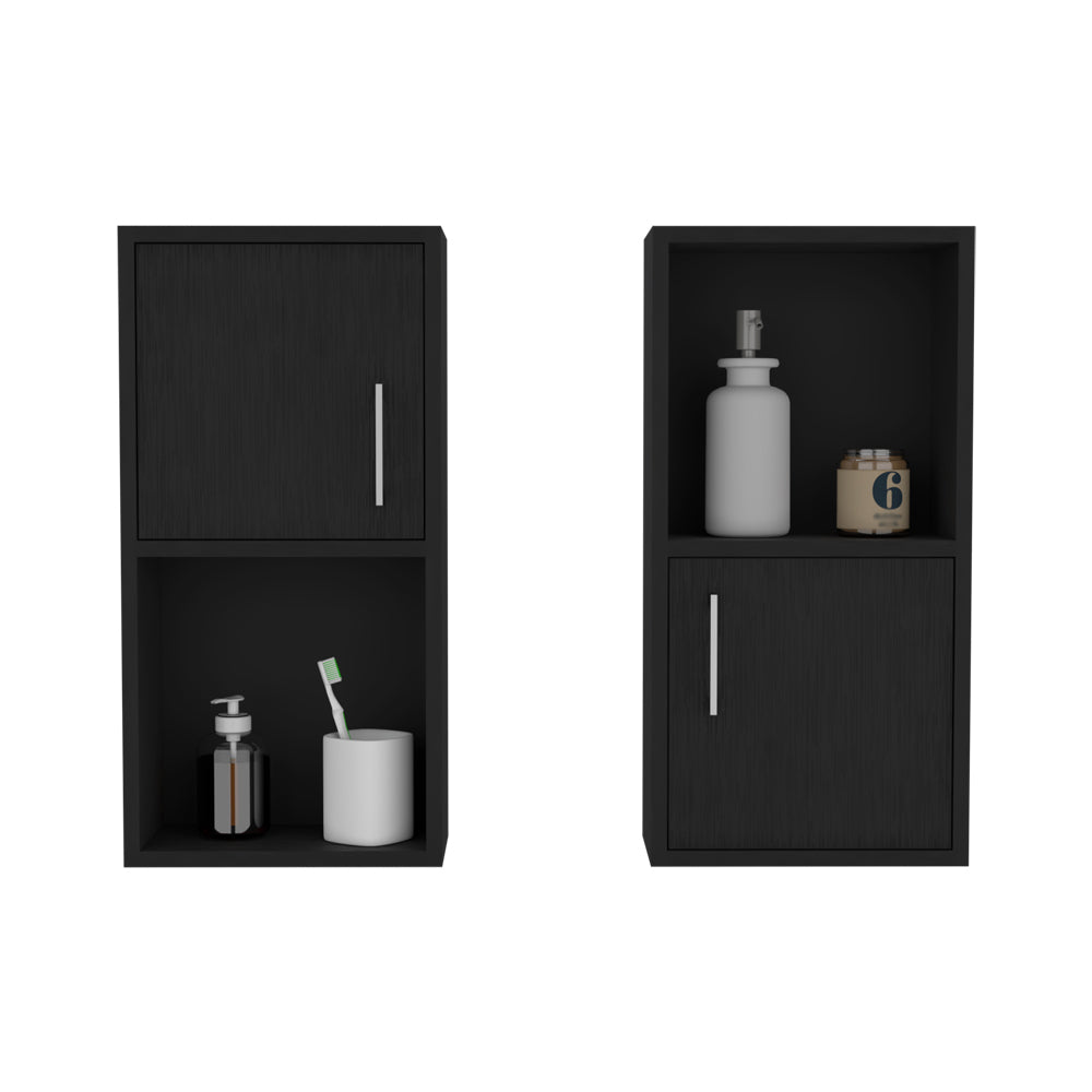 Black Bathroom Storage Cabinet Set - 2 Cabinets