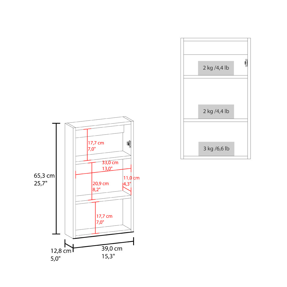 White Bathroom Storage Cabinet with Mirrored Door