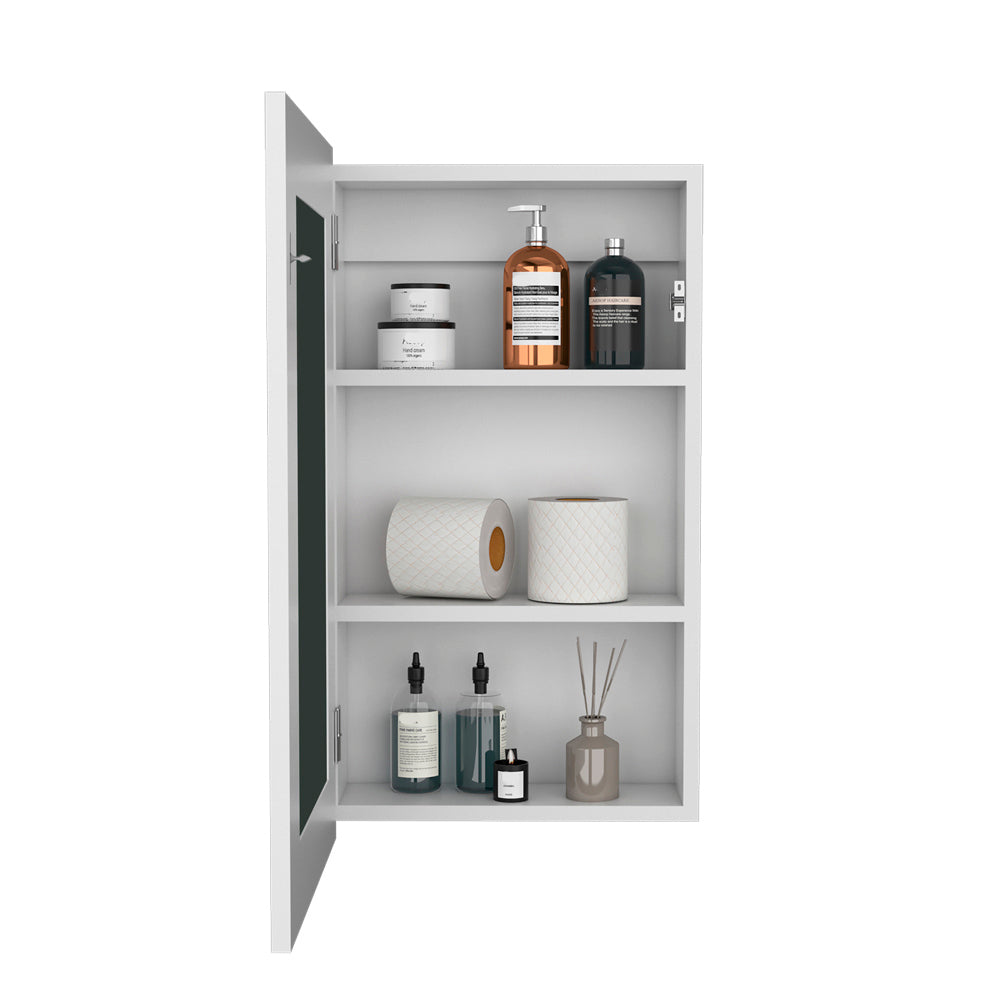 White Bathroom Storage Cabinet with Mirrored Door