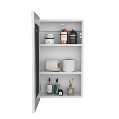 White Bathroom Storage Cabinet with Mirrored Door