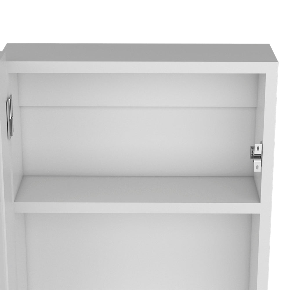 White Bathroom Storage Cabinet with Mirrored Door