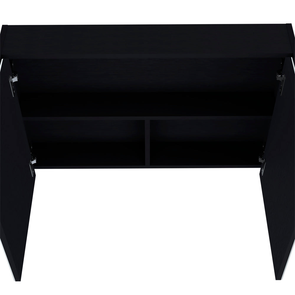 Black Bathroom Storage Cabinet with Mirrored Doors