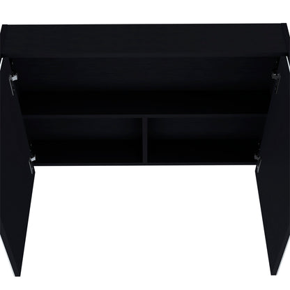 Black Bathroom Storage Cabinet with Mirrored Doors