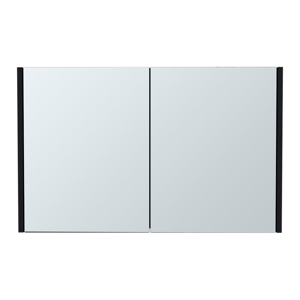Black Bathroom Storage Cabinet with Mirrored Doors