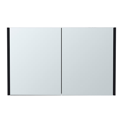 Black Bathroom Storage Cabinet with Mirrored Doors