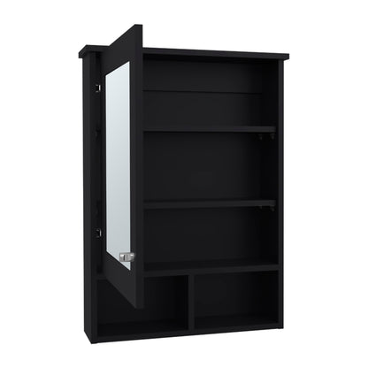 Black Bathroom Storage Cabinet with Mirror - 6.6 x 20.9 x 29"