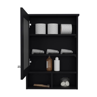Black Bathroom Storage Cabinet with Mirror - 6.6 x 20.9 x 29"