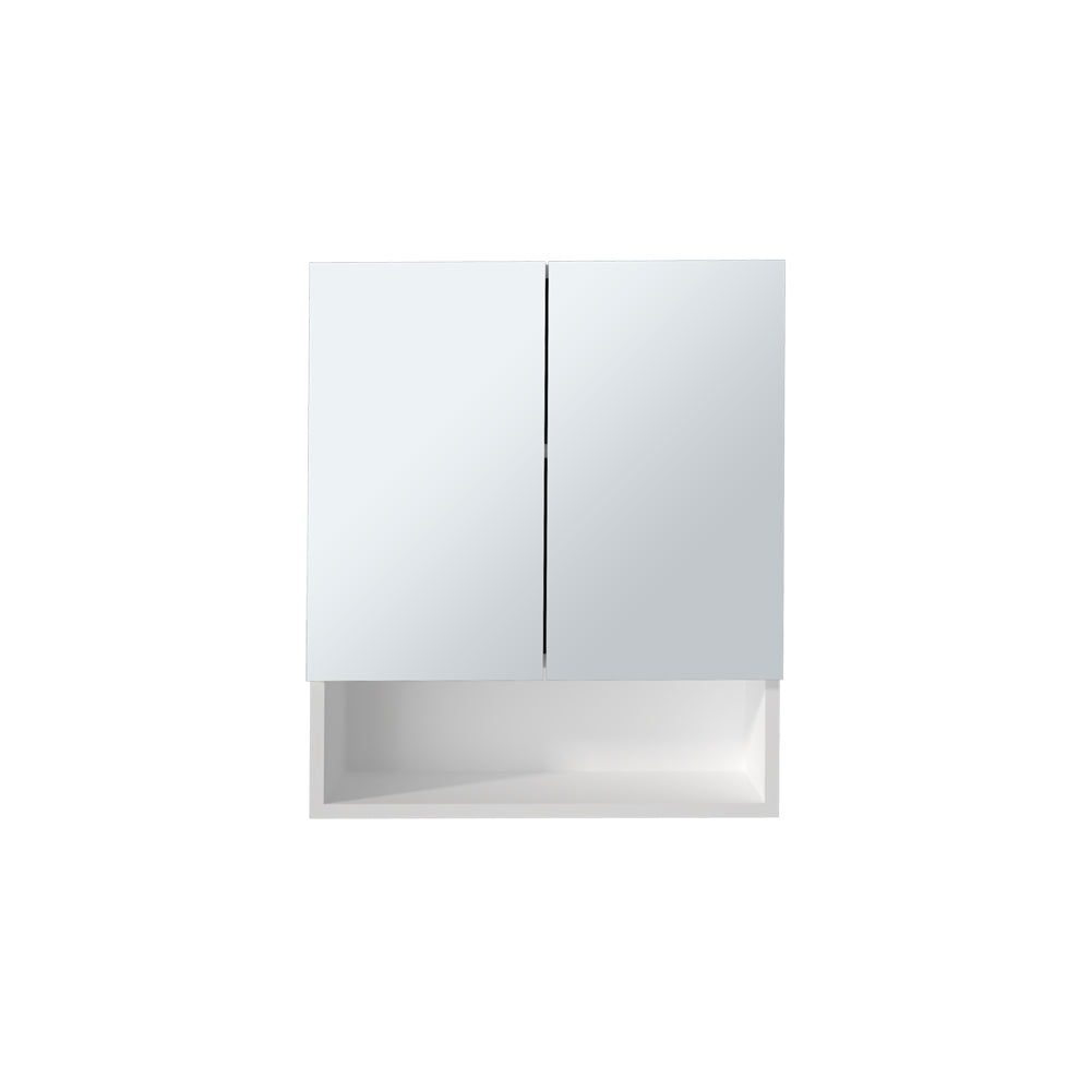 White Bathroom Storage Cabinet with Mirrored Doors