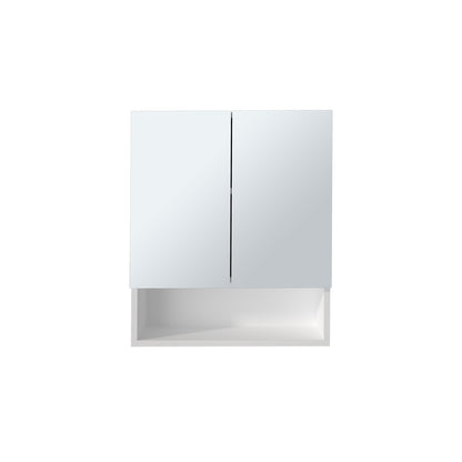 White Bathroom Storage Cabinet with Mirrored Doors