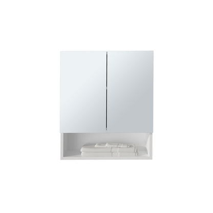 White Bathroom Storage Cabinet with Mirrored Doors