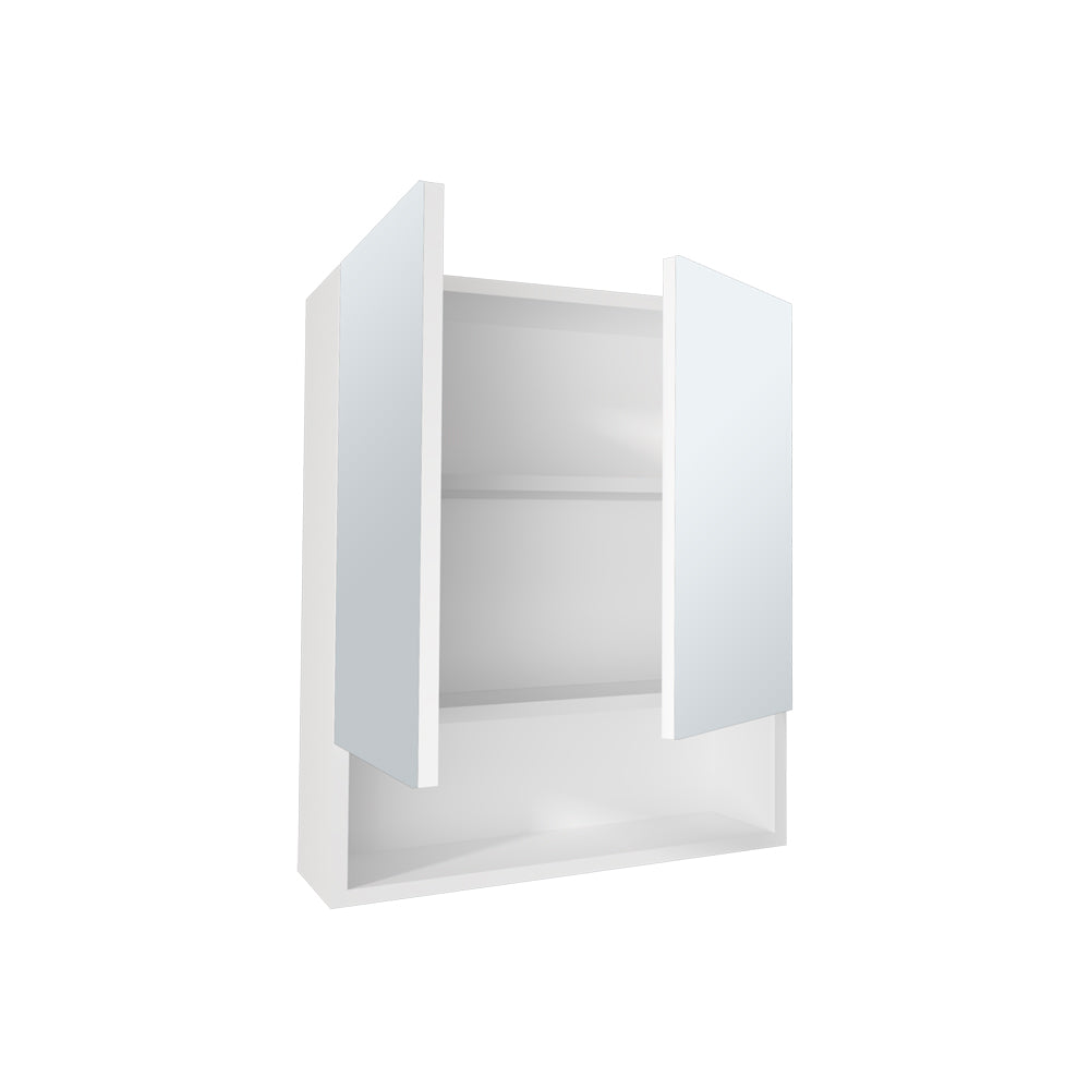 White Bathroom Storage Cabinet with Mirrored Doors