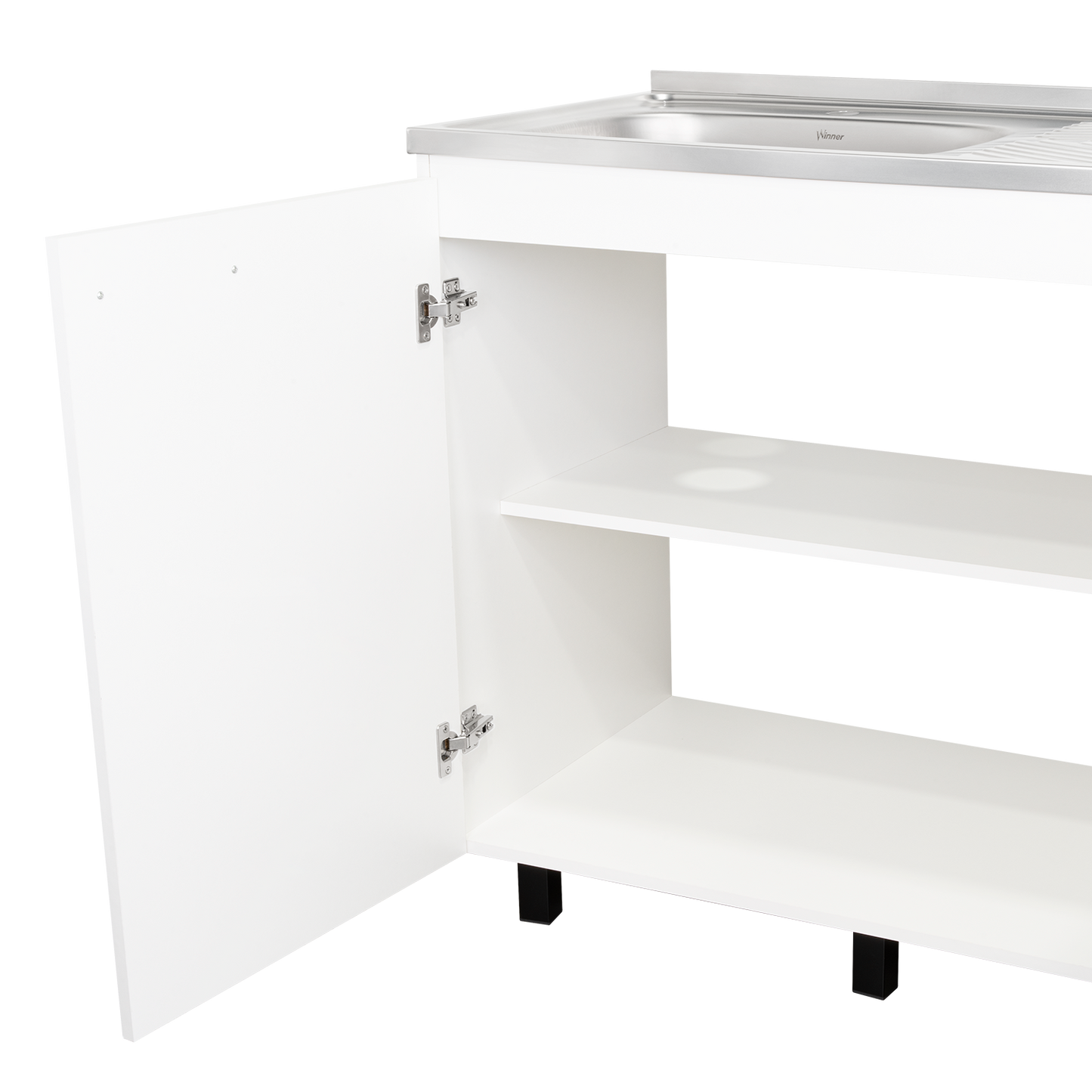 White Particle Board Utility Sink Cabinet for Kitchen Storage