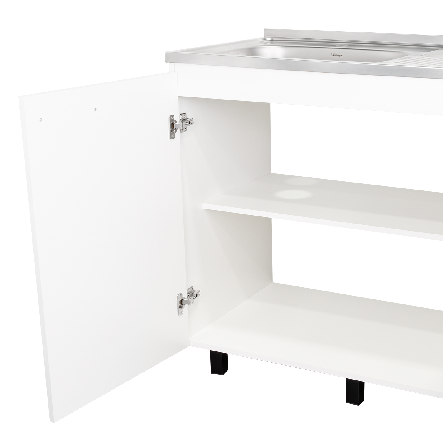 White Particle Board Utility Sink Cabinet for Kitchen Storage