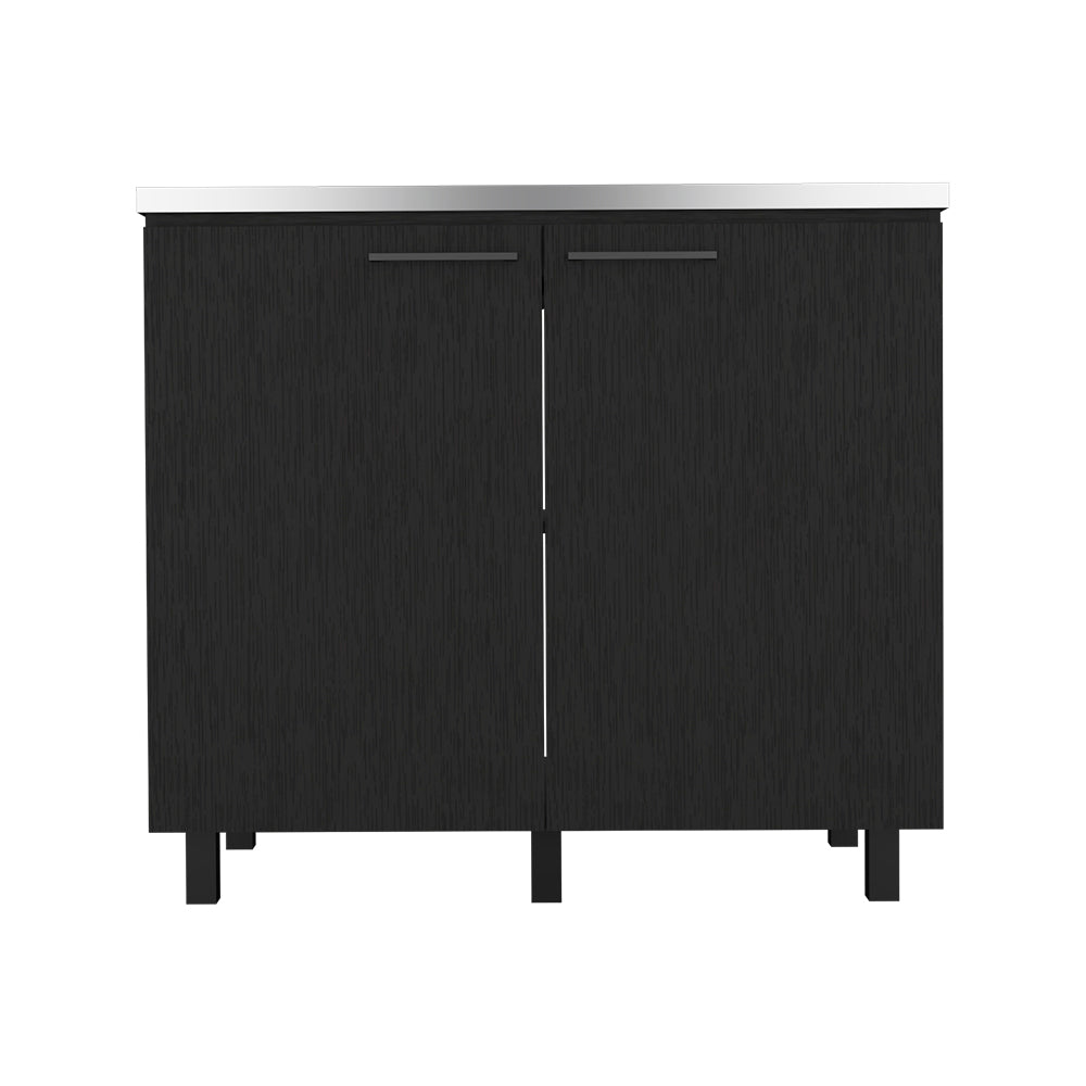 Burwood Utility Sink Cabinet - Black Particle Board Kitchen Storage