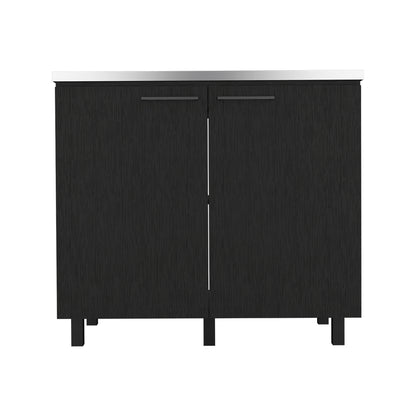 Burwood Utility Sink Cabinet - Black Particle Board Kitchen Storage