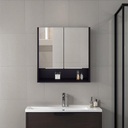Medicine Cabinet, One Open Shelf, Three Interior Shelves, Black