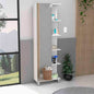 Linen Single Door Cabinet 62" H, Five External Shelves, Four Interior Shelves, White