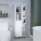 Mott 63" H Linen Bathroom Cabinet with Seven Open Shelves, One Drawer and four legs,White
